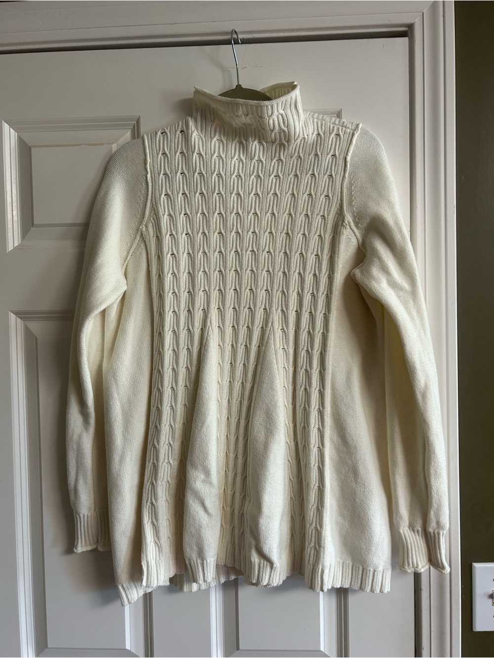 Pilcro Cream Cable Turtleneck Sweater